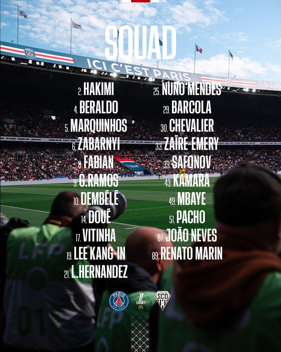 无关键词-巴黎战昂热大名单：若昂-内维斯回归，KK、多纳鲁马缺席